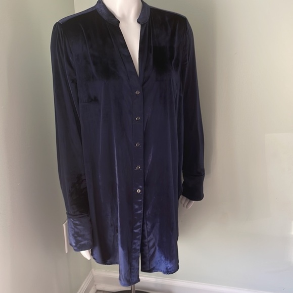 ANTHROPOLOGIE Maeve Crushed Blue Velvet Tunic - Picture 3 of 10